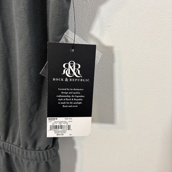Rock & Republic Pant Suit Jumpsuit XXL Grey Desert Sand Cuffed Drawstring Waist - Picture 5 of 15